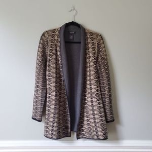 NIC + ZOE | Black & Tan Belted Open Front Cardigan | S